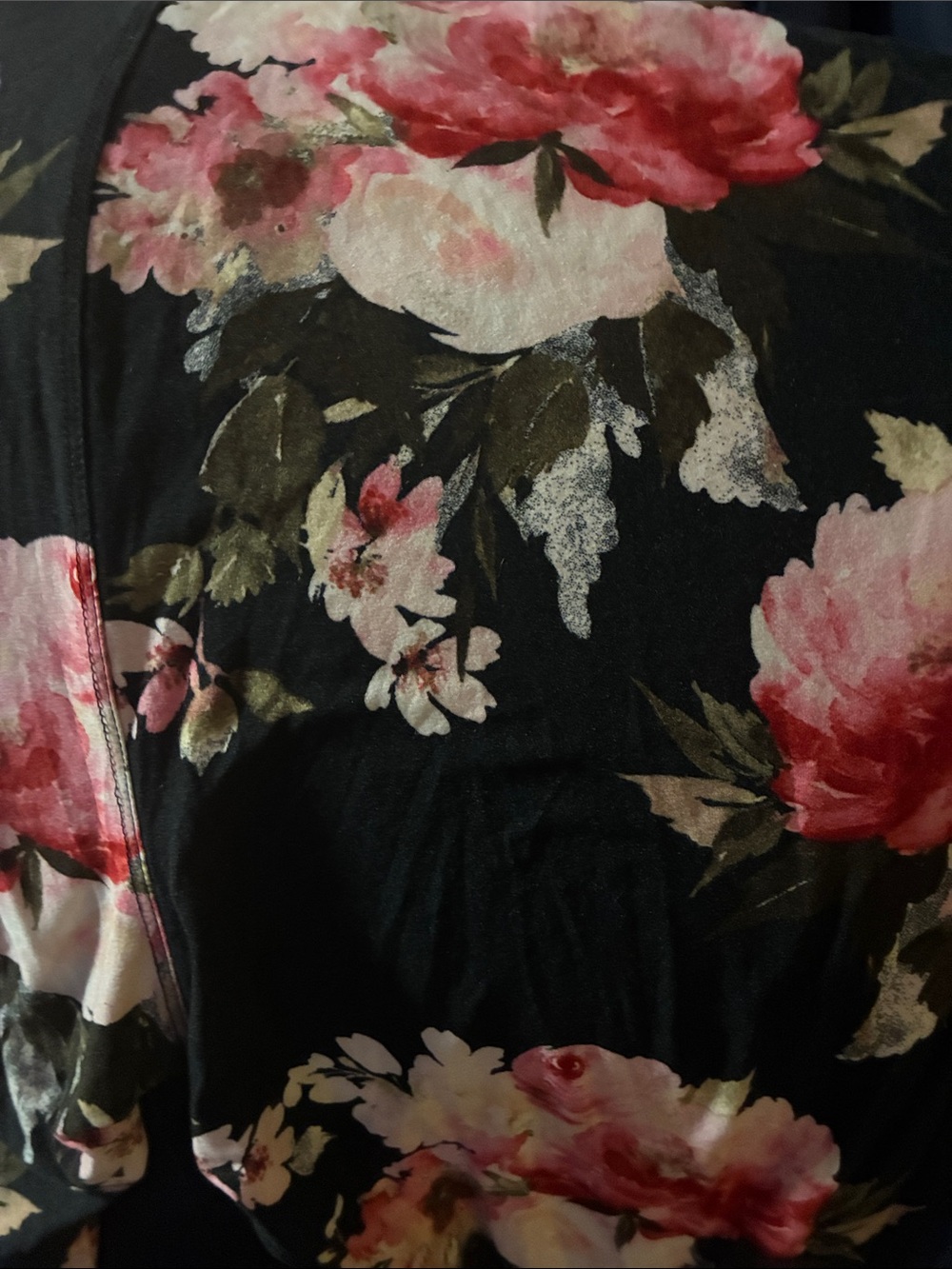 Black Floral leggings with Pink Rose Print